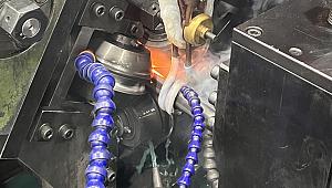 A tube mill makes electric resistance welded tube