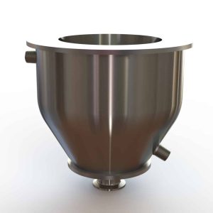 Double Walled Funnel 6" Inner Funnel, 1.5" Sanitary Fitting, 32ra Inside, 125ra Outside