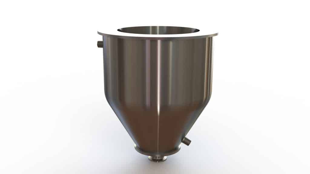 9" Double Walled Funnel 9" Inner Funnel, 1.5" Sanitary Fitting, 32ra Inside, 125ra Outside