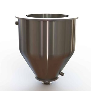 9" Double Walled Funnel 9" Inner Funnel, 1.5" Sanitary Fitting, 32ra Inside, 125ra Outside