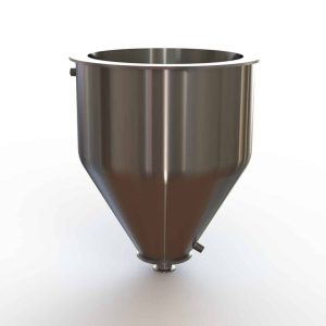 14" Double Walled Funnel 14" Inner Funnel, 1.5" Sanitary Fitting, 32ra Inside, 125ra Outside