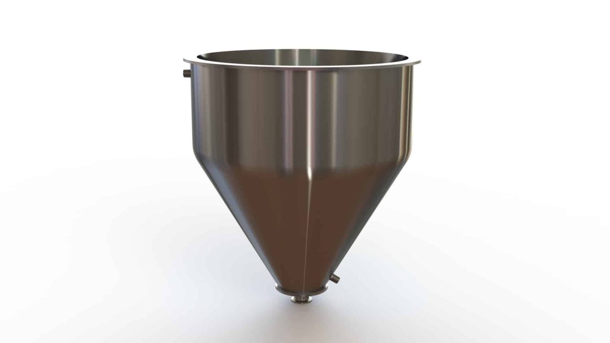 20" Double Walled Funnel 20" Inner Funnel, 1.5" Sanitary Fitting, 32ra Inside, 125ra Outside