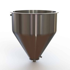 20" Double Walled Funnel 20" Inner Funnel, 1.5" Sanitary Fitting, 32ra Inside, 125ra Outside