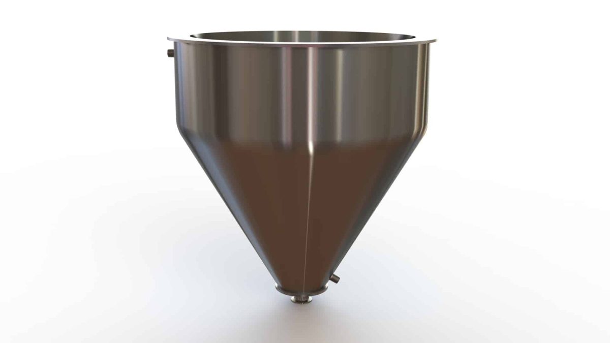 22" Double Walled Funnel 22" Inner Funnel, 1.5" Sanitary Fitting, 32ra Inside, 125ra Outside