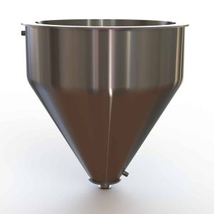 22" Double Walled Funnel 22" Inner Funnel, 1.5" Sanitary Fitting, 32ra Inside, 125ra Outside
