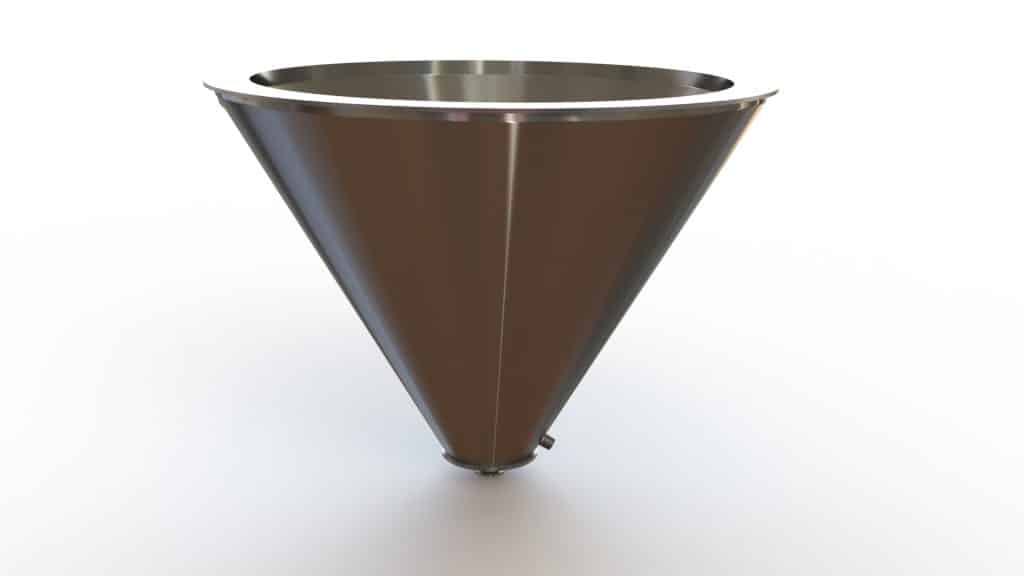 32" Double Walled Funnel 32" Inner Funnel, 1.5" Sanitary Fitting, 32ra Inside, 125ra Outside