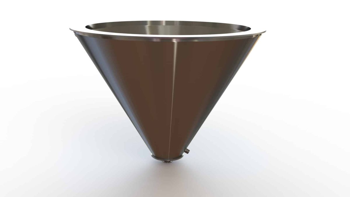 32" Double Walled Funnel 32" Inner Funnel, 1.5" Sanitary Fitting, 32ra Inside, 125ra Outside
