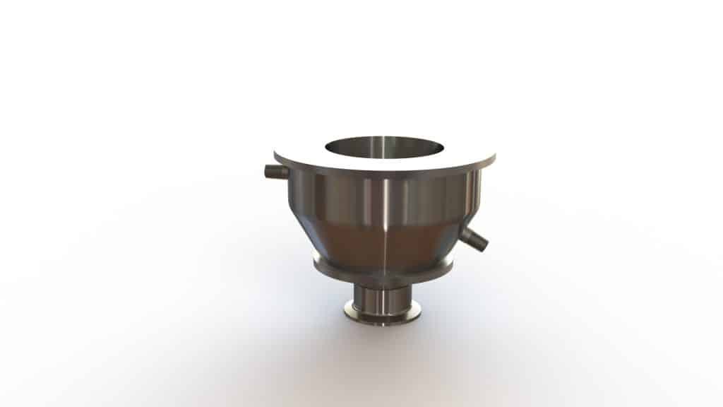 4" Double Walled Funnel 4" Inner Funnel, 2" Sanitary Fitting, 32ra Inside, 125ra Outside