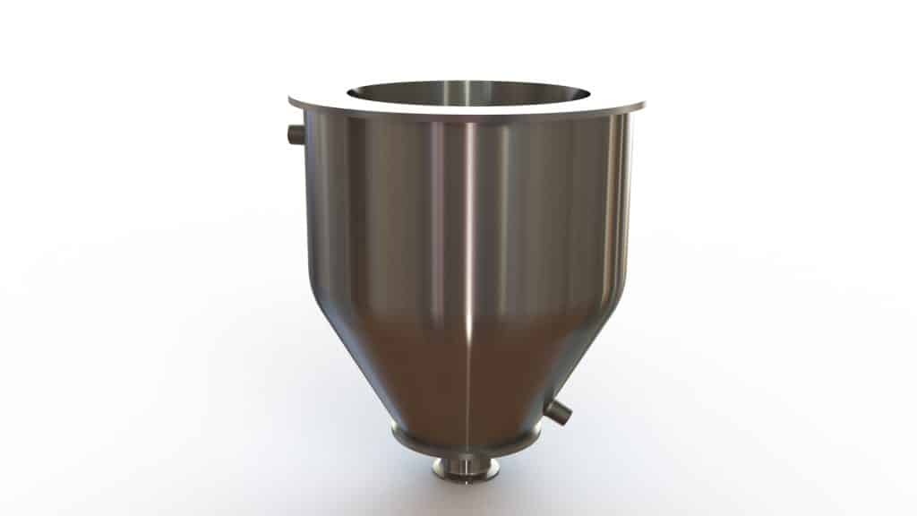 9" Double Walled Funnel 9" Inner Funnel, 2" Sanitary Fitting, 32ra Inside, 125ra Outside