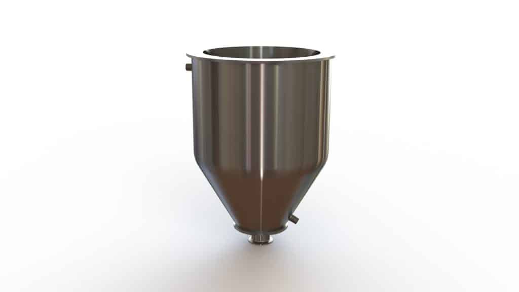 12" Double Walled Funnel 12" Inner Funnel, 2" Sanitary Fitting, 32ra Inside, 125ra Outside
