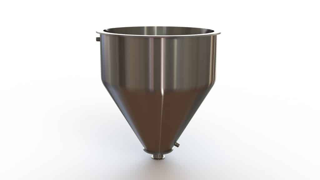 20" Double Walled Funnel 20" Inner Funnel, 2" Sanitary Fitting, 32ra Inside, 125ra Outside