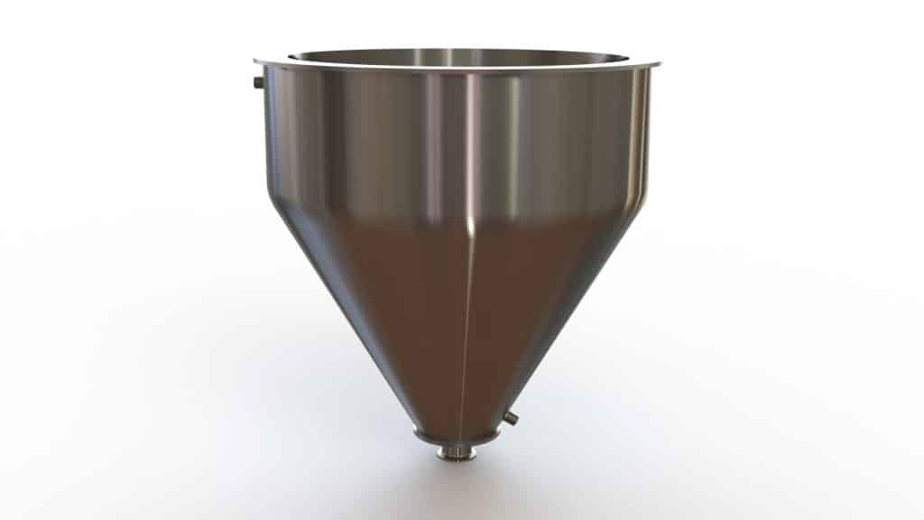 22" Double Walled Funnel 22" Inner Funnel, 2" Sanitary Fitting, 32ra Inside, 125ra Outside