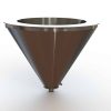 24" Double Walled Funnel 24" Inner Hopper, 2" Sanitary Fitting, 32ra Inside, 125ra Outside