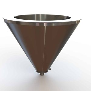 24" Double Walled Funnel 24" Inner Hopper, 2" Sanitary Fitting, 32ra Inside, 125ra Outside