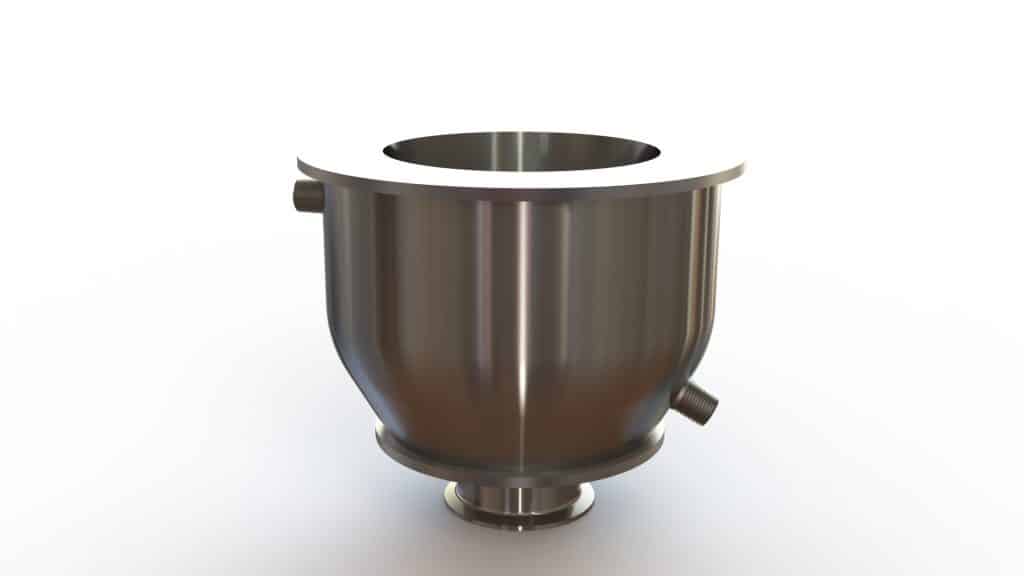 6" Double Walled Funnel 6" Inner Funnel, 3" Sanitary Fitting, 32ra Inside, 125ra Outside