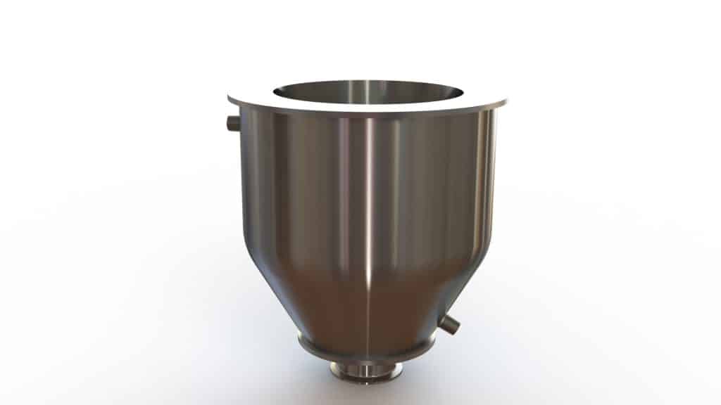 9" Double Walled Funnel 9" Inner Funnel, 3" Sanitary Fitting, 32ra Inside, 125ra Outside
