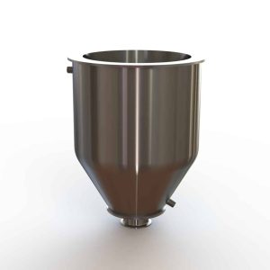 12" Double Walled Funnel 12" Inner Funnel, 3" Sanitary Fitting, 32ra Inside, 125ra Outside