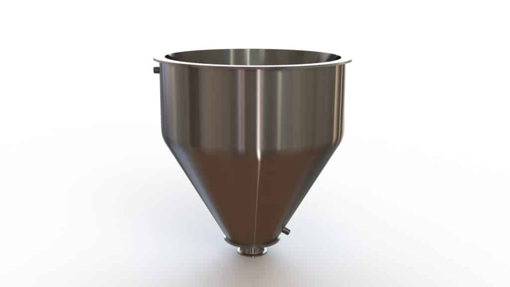 20" Double Walled Funnel 20" Inner Funnel, 3" Sanitary Fitting, 32ra Inside, 125ra Outside