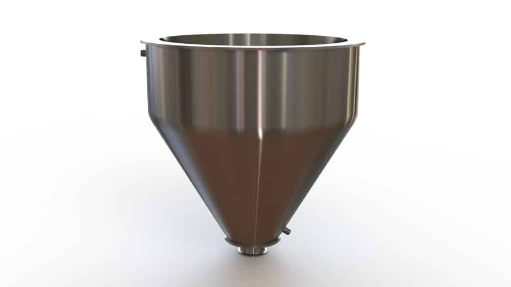 22" Double Walled Funnel 22" Inner Funnel, 3" Sanitary Fitting, 32ra Inside, 125ra Outside