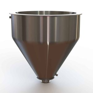 22" Double Walled Funnel 22" Inner Funnel, 3" Sanitary Fitting, 32ra Inside, 125ra Outside