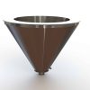 24" Double Walled Funnel 24" Inner Funnel, 3" Sanitary Fitting, 32ra Inside, 125ra Outside