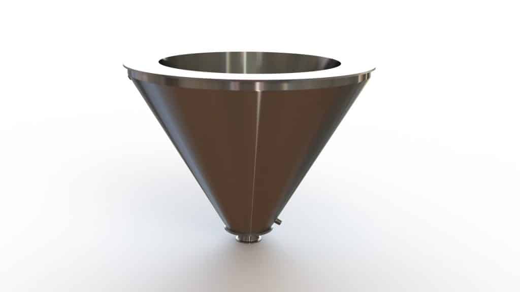 24" Double Walled Funnel 24" Inner Funnel, 3" Sanitary Fitting, 32ra Inside, 125ra Outside