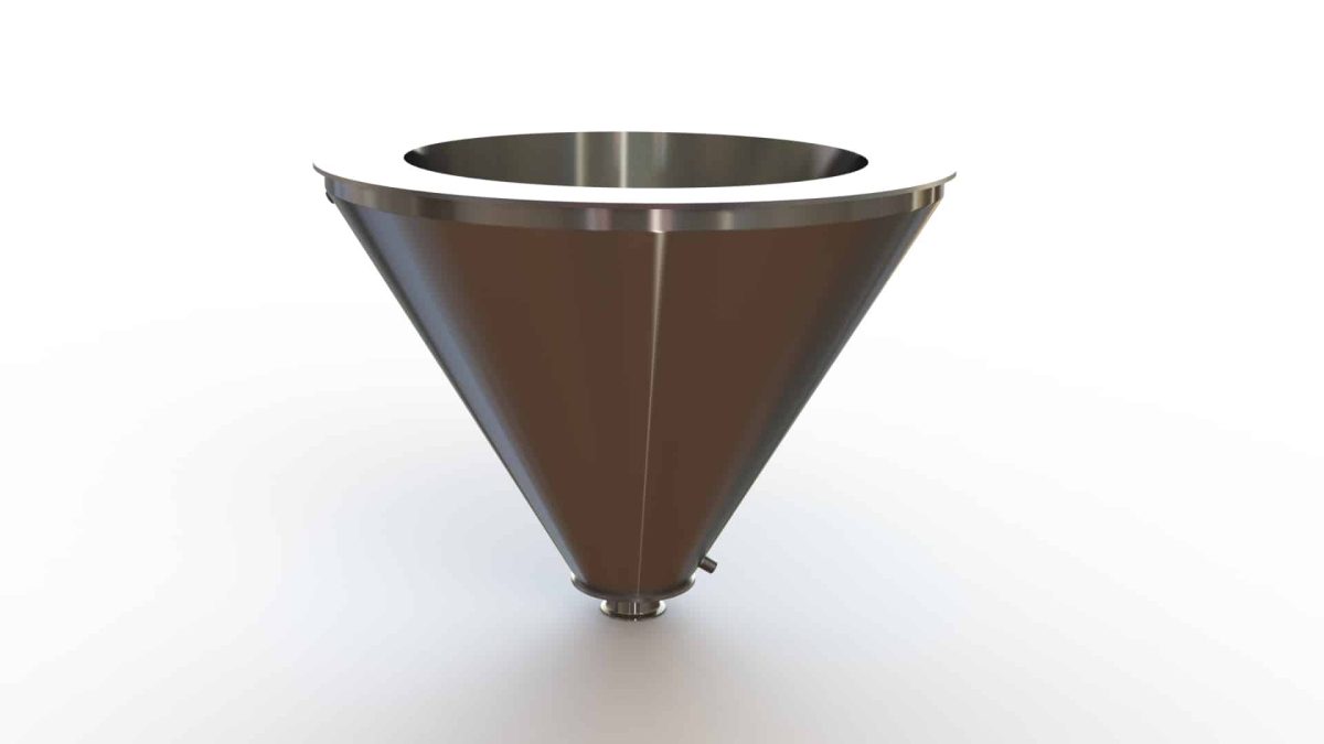24" Double Walled Funnel 24" Inner Funnel, 3" Sanitary Fitting, 32ra Inside, 125ra Outside