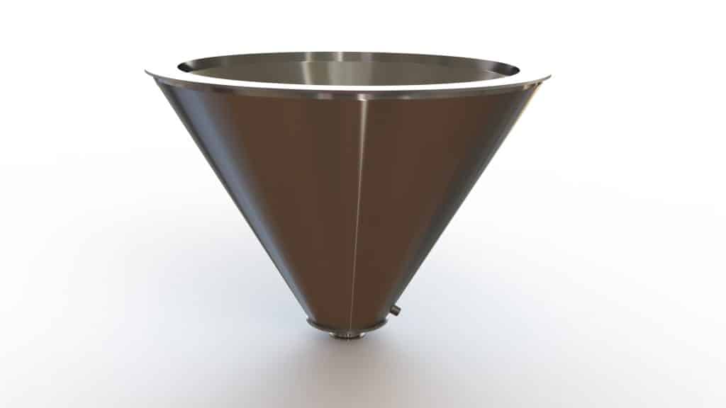32" Double Walled Funnel, 32" Inner Funnel, 3" Sanitary Fitting, 32ra Inside, 125ra Outside