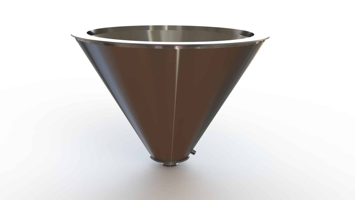 32" Double Walled Funnel, 32" Inner Funnel, 3" Sanitary Fitting, 32ra Inside, 125ra Outside