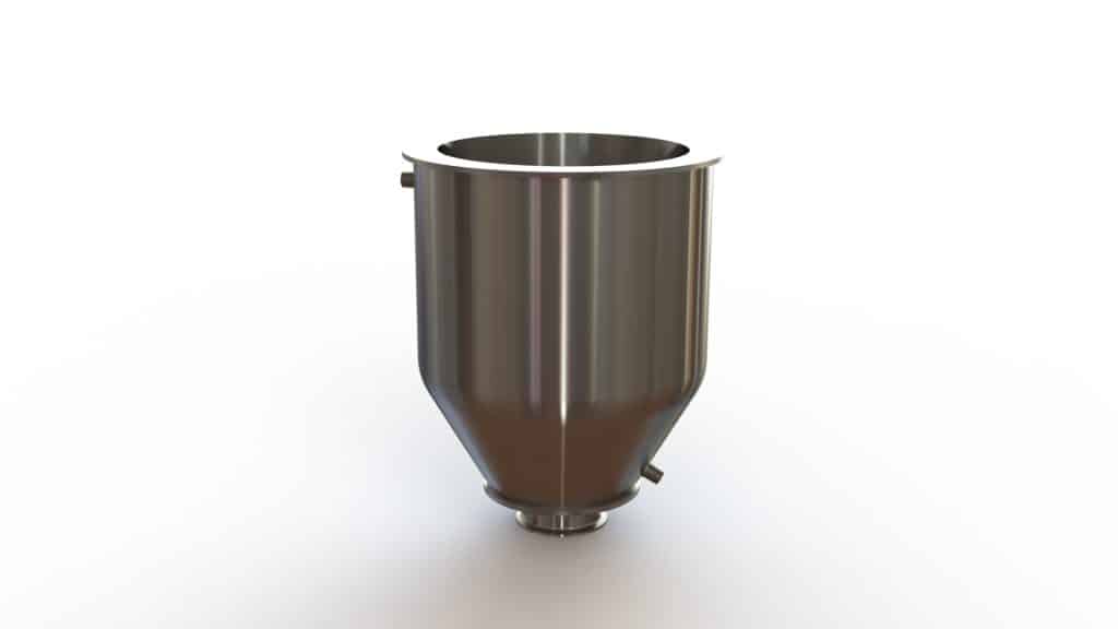 12" Double Walled Sanitary Funnel,12" Inner funnel, 4" Sanitary Fitting, 32ra Inside, 125ra Outside