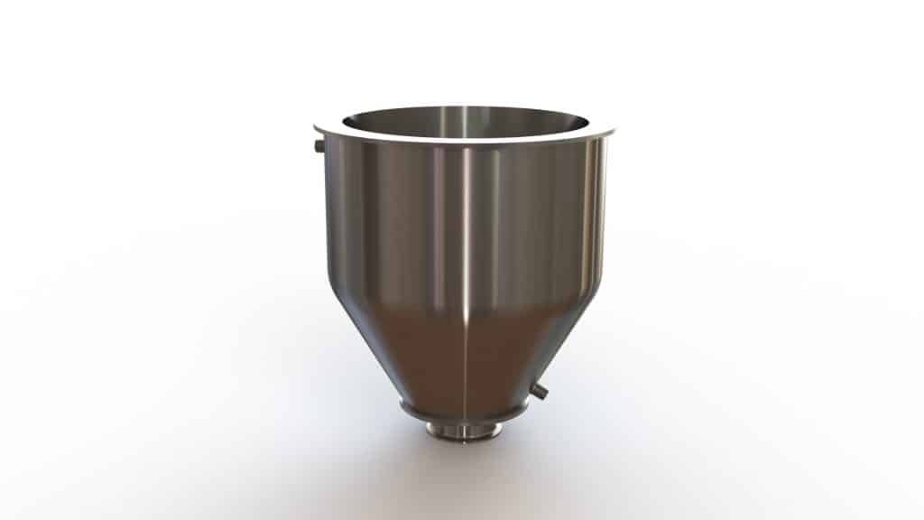 14" Double Walled Sanitary Funnel 14" Inner funnel, 4" Sanitary Fitting, 32ra Inside, 125ra Outside