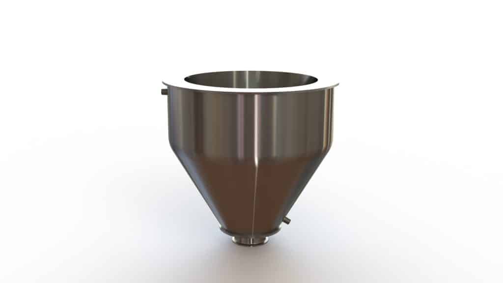 16" Double Walled Sanitary funnel, 16" Inner funnel, 4" Sanitary Fitting, 32ra Inside, 125ra Outside