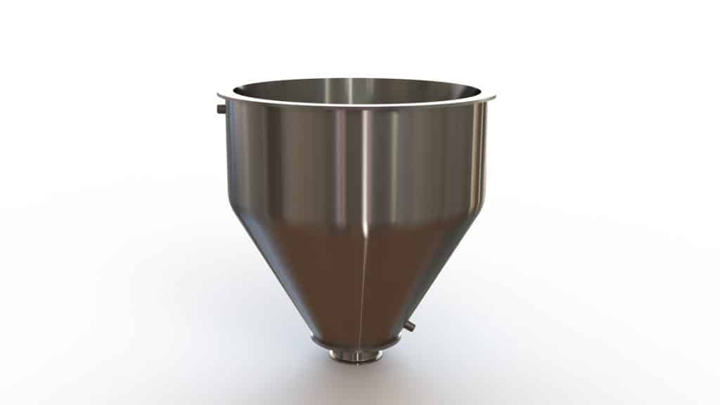 20" Double Walled Sanitary Funnel, 20" Inner Funnel, 4" Sanitary Fitting, 32ra Inside, 125ra Outside