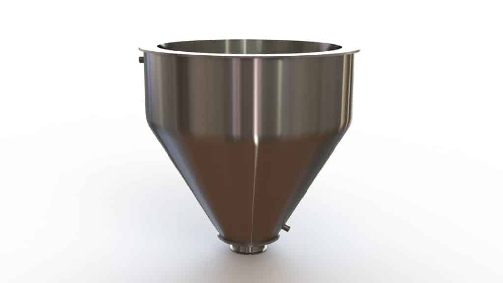 22" Double Walled Sanitary Funnel, 22" Inner Funnel, 4" Sanitary Fitting, 32ra Inside, 125ra Outside