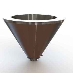 24" Double Walled Sanitary Funnel, Double Walled Funnel 24" Inner Funnel, 4" Sanitary Fitting, 32ra Inside, 125ra Outside