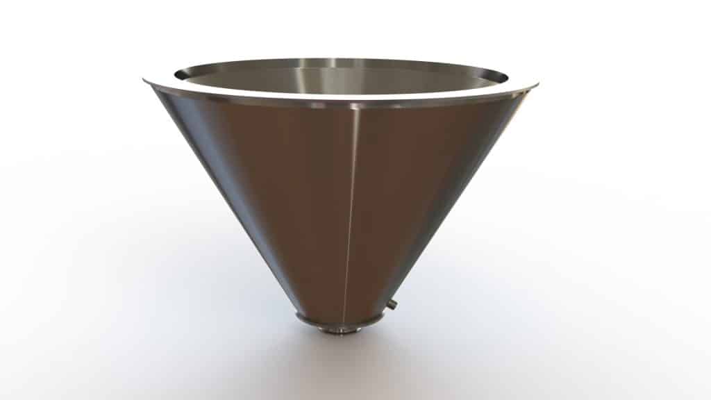 32" Double Walled Sanitary Funnel, Double Walled Funnel 32" Inner Funnel, 4" Sanitary Fitting, 32ra Inside, 125ra Outside