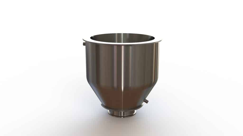 14" Double Walled Sanitary Funnel, Double Walled Funnel 14" Inner Funnel, 6" Sanitary Fitting, 32ra Inside, 125ra Outside