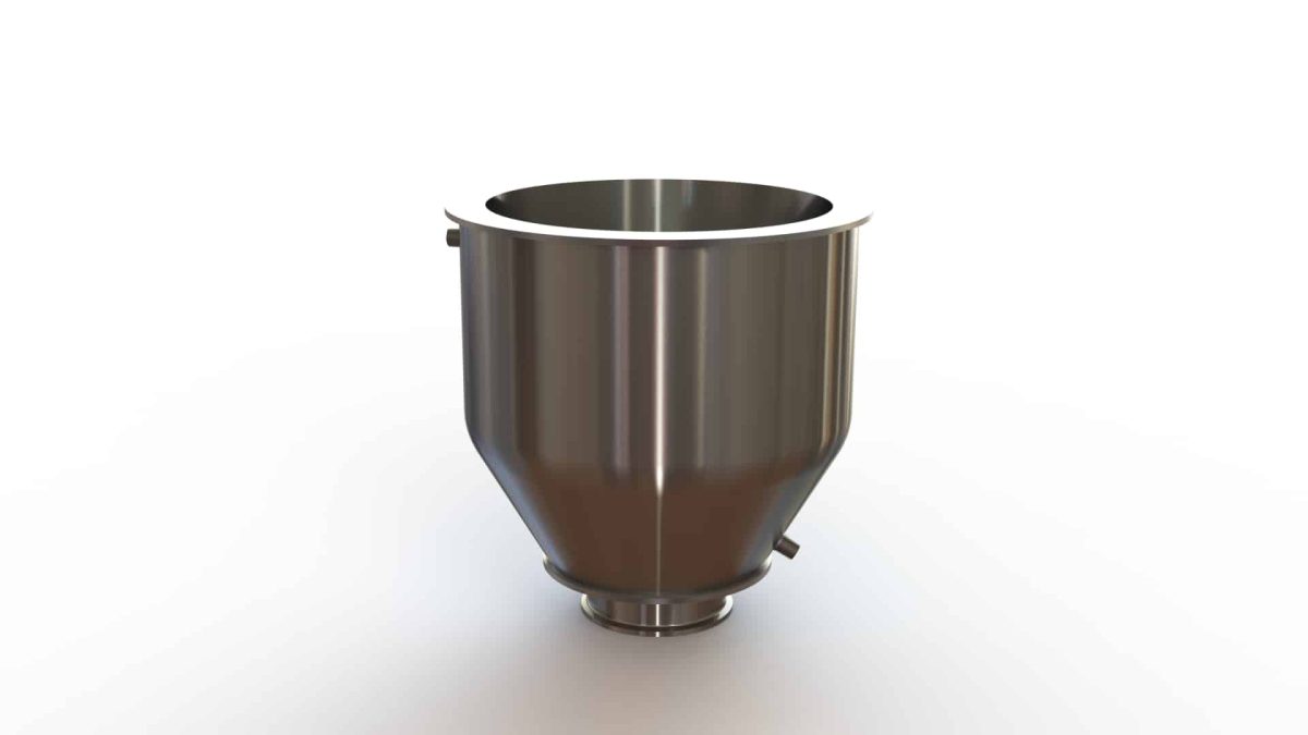 14" Double Walled Sanitary Funnel, Double Walled Funnel 14" Inner Funnel, 6" Sanitary Fitting, 32ra Inside, 125ra Outside