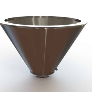 32" Double Walled Sanitary Funnel, Double Walled Funnel 32" Inner Funnel, 6" Sanitary Fitting, 32ra Inside, 125ra Outside