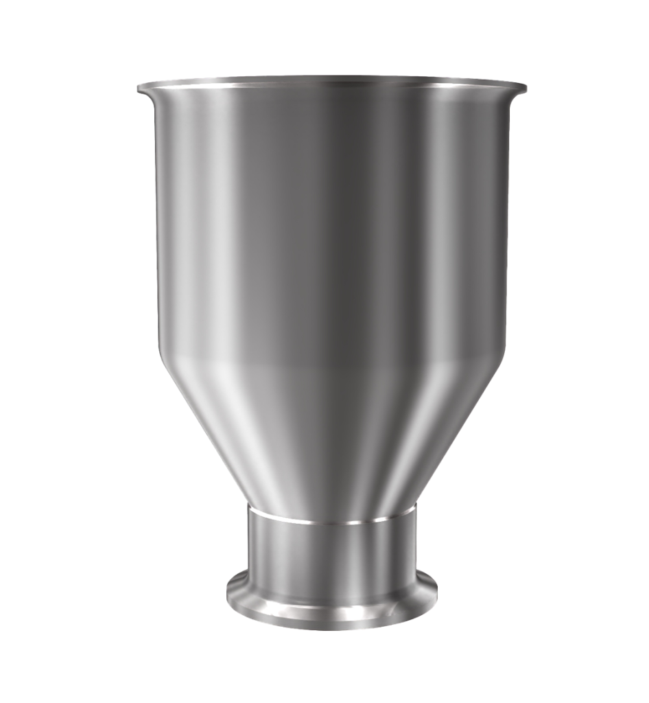 304 Stainless Steel funnel with 1 1/2" sanitary fitting 0.2 gallons, 3.90" ID x 5.84" OAH