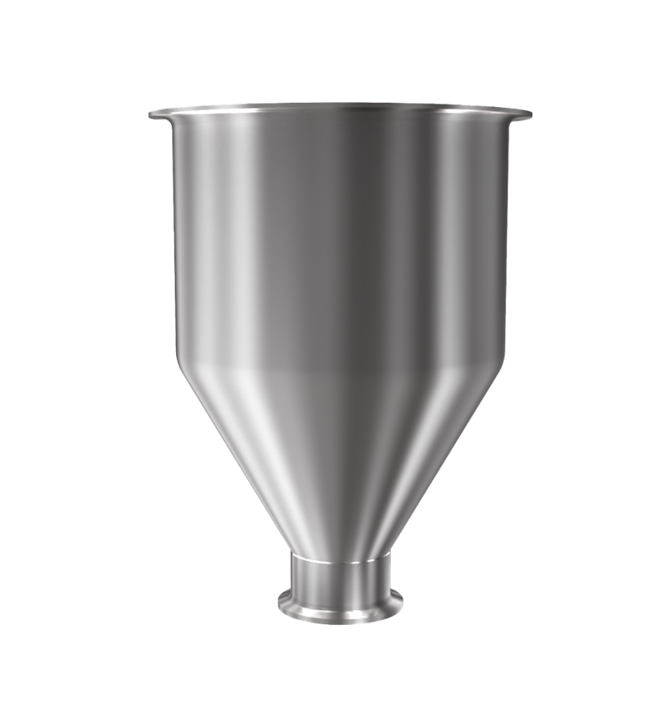 304 Stainless Steel funnel with 1 1/2" sanitary fitting 0.8 gallons, 6.25" ID x 9.55" OAH