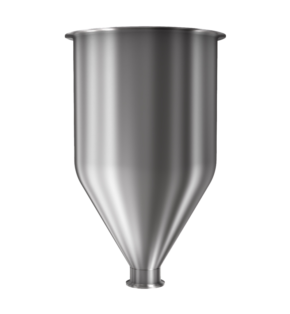 304 Stainless Steel funnel with 1 1/2" sanitary fitting 3 gallons, 8.85" ID x 15.59" OAH