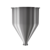 304 Stainless Steel funnel with 1 1/2" sanitary fitting 4.9 gallons, 11.85" ID x 16.97" OAH