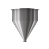 304 Stainless Steel funnel with 1 1/2" sanitary fitting 6.4 gallons, 14.03" ID x 17.59" OAH