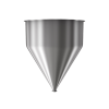 304 Stainless Steel funnel with 1 1/2" sanitary fitting 24.2 gallons, 21.09" ID x 26.84" OAH