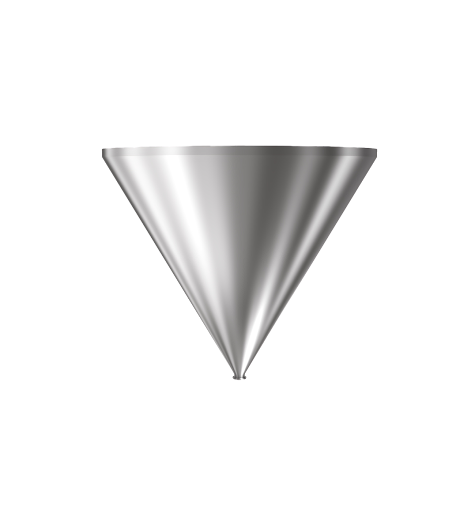 304 Stainless Steel funnel with 1 1/2" sanitary fitting 51.1 gallons, 36.06" ID x 31.63" OAH