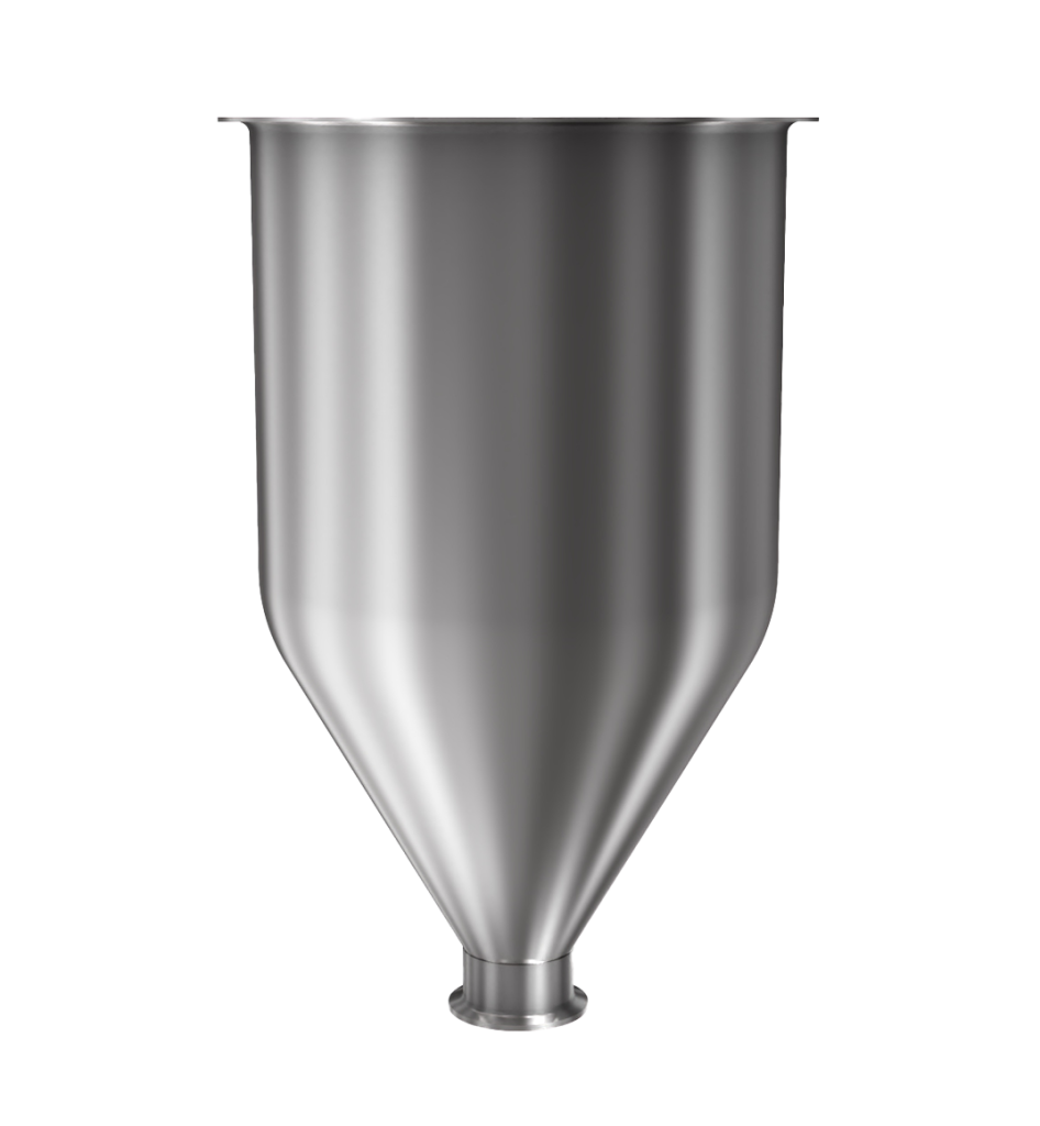 304 Stainless Steel funnel with 2" sanitary fitting 3 gallons, 8.85" ID x 15.70" OAH
