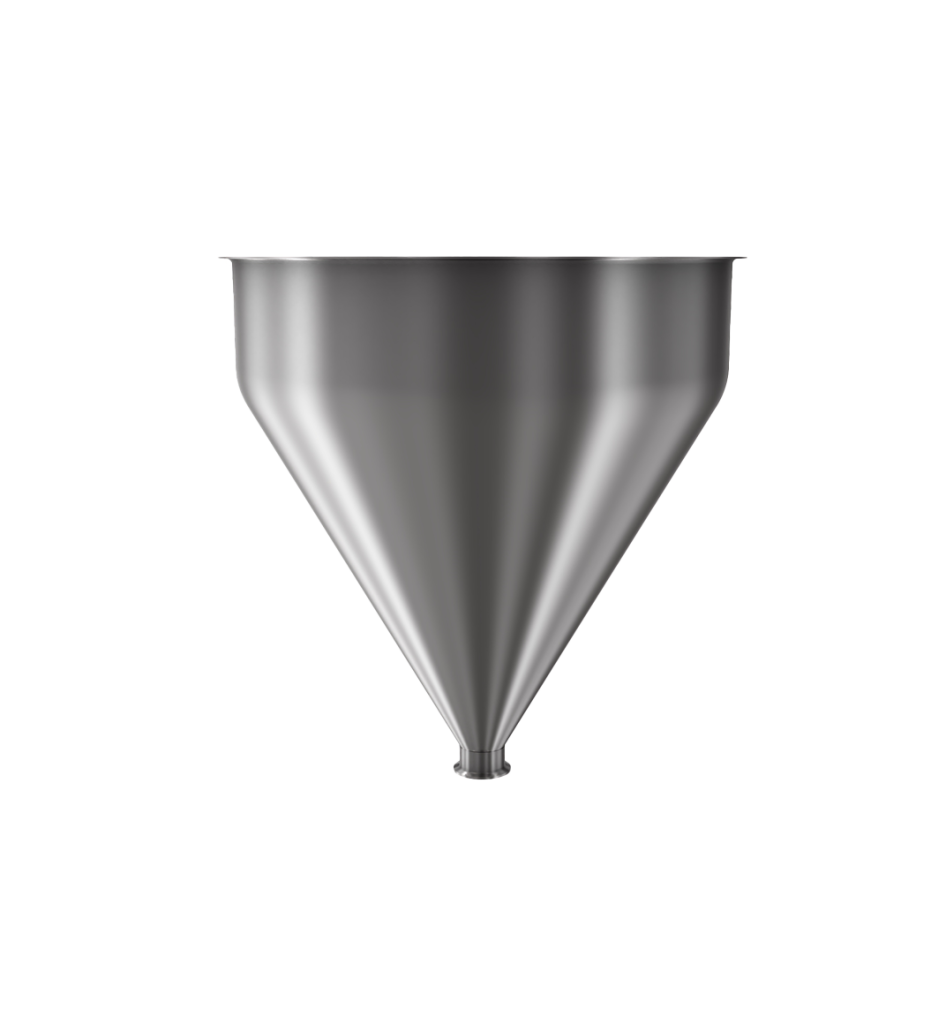 304 Stainless Steel funnel with 2" sanitary fitting 14.7 gallons, 19.93" ID x 21.84" OAH