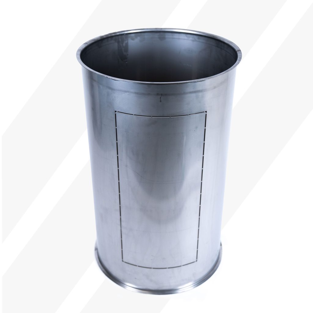 Rolled metal tube with cutouts